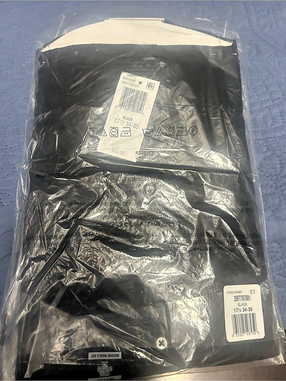Van Heusen Poplin Regular Fit Wrinkle Free Dress Shirt Black XL